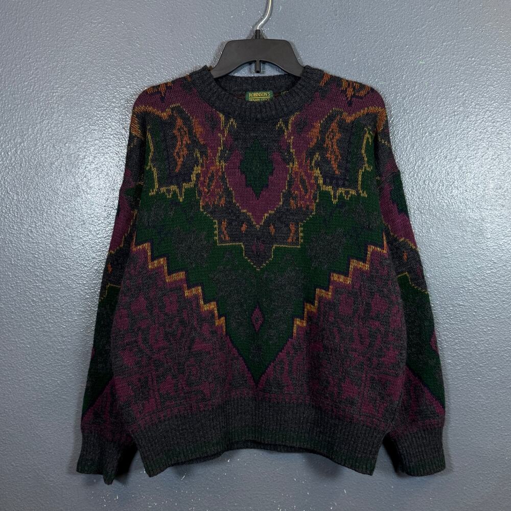 Robinson’s Private Stock XL men vintage Italy flowers knitted crew neck sweater